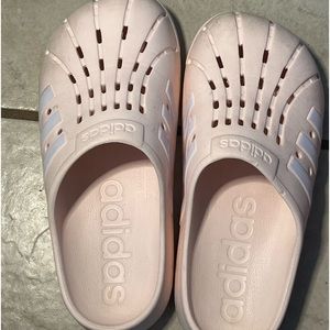 Adidas crocs, pink and white size 7 women’s.